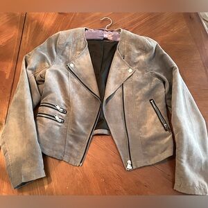 H&M Girls Grey Faux Suede Jacket